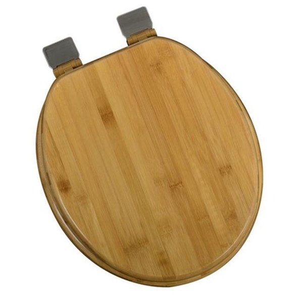 Plumbing Technologies Plumbing Technologies 5F1R1-20BN Decorative Wood Round Front Toilet Seat with Brushed Nickel Hinges; Rattan Bamboo 5F1R1-20BN